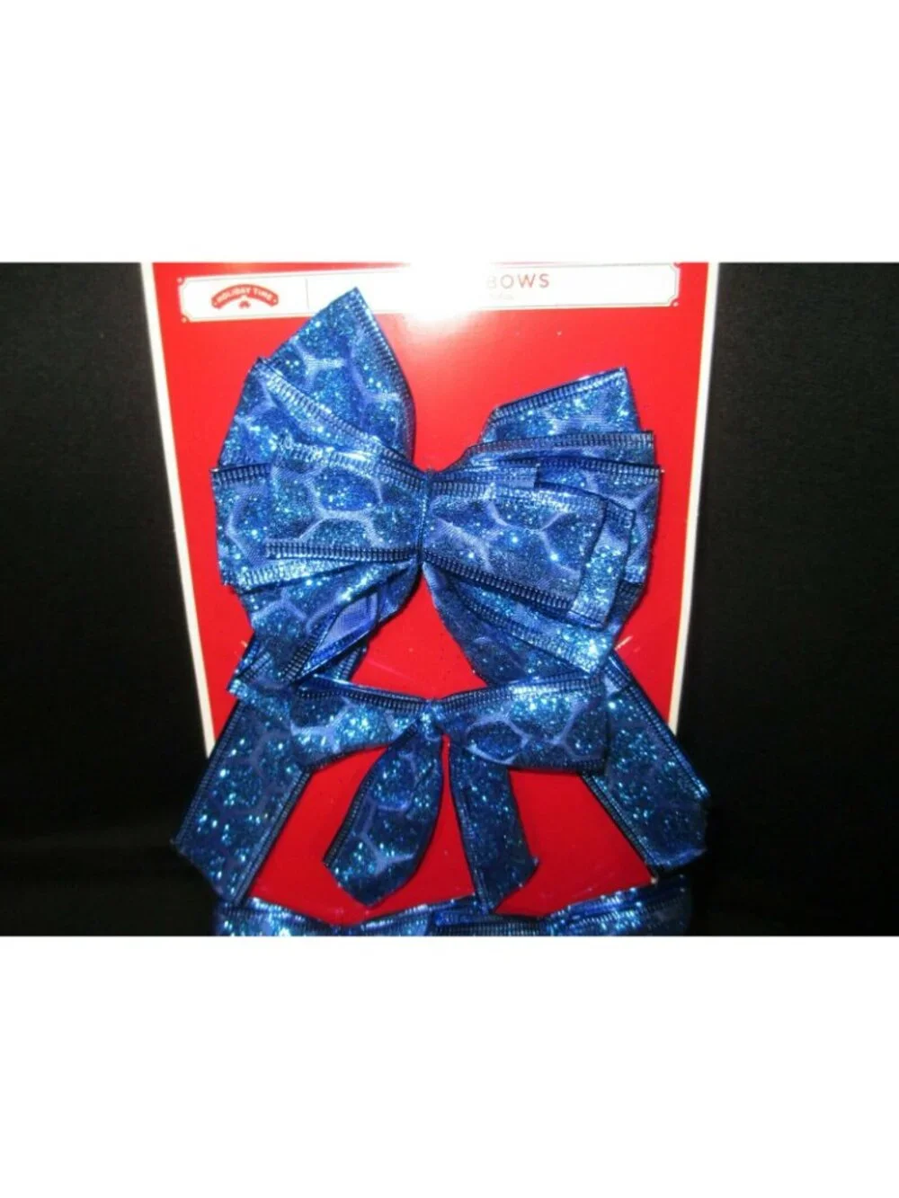 6 Royal Blue Wire Edge Glitter Mini Bow Set Christmas Gift  Wreath Package
